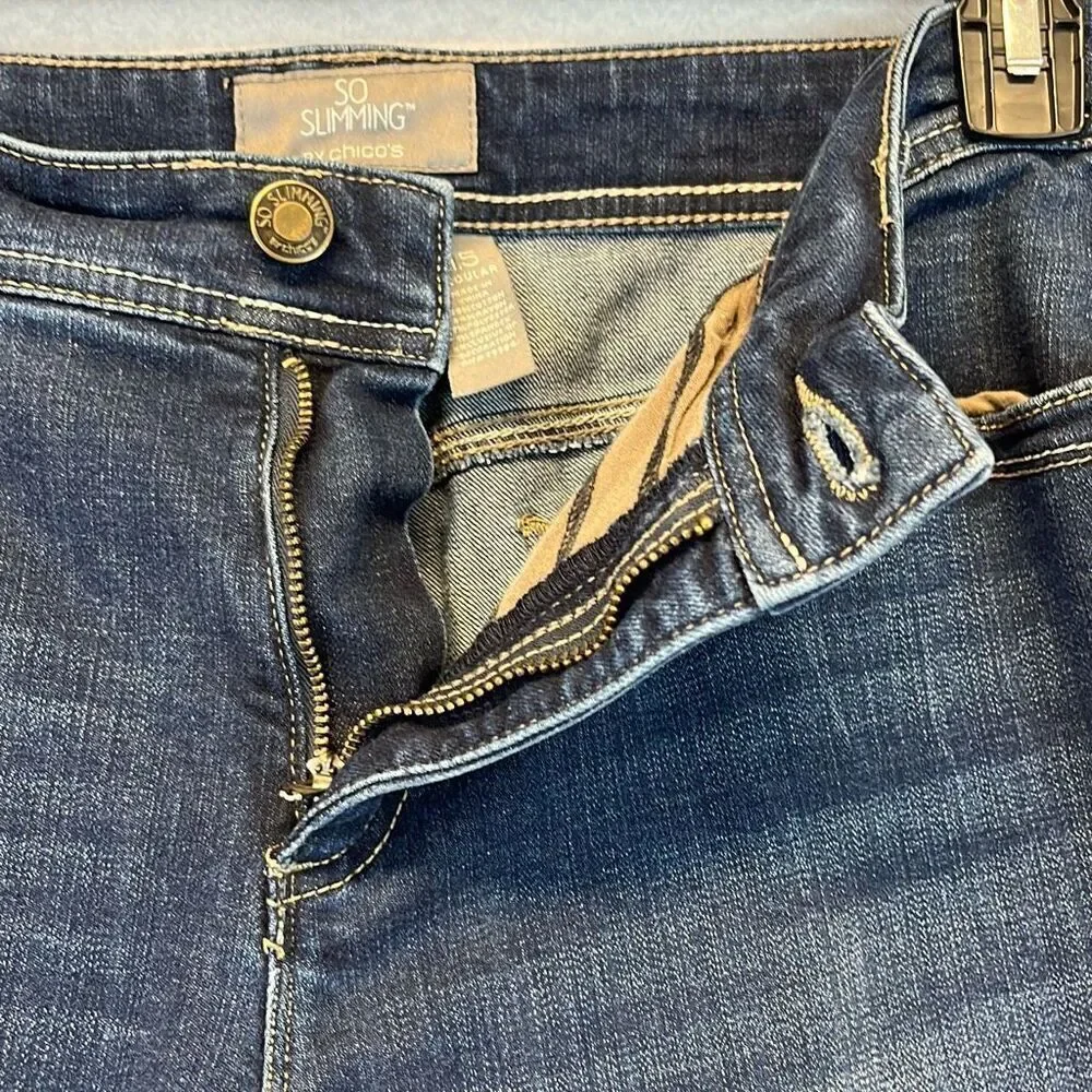 SO SLIMMING by CHICO'S Jeans Women's Size 1.5R Blue Denim‎ Mid-Rise Medium Wash
